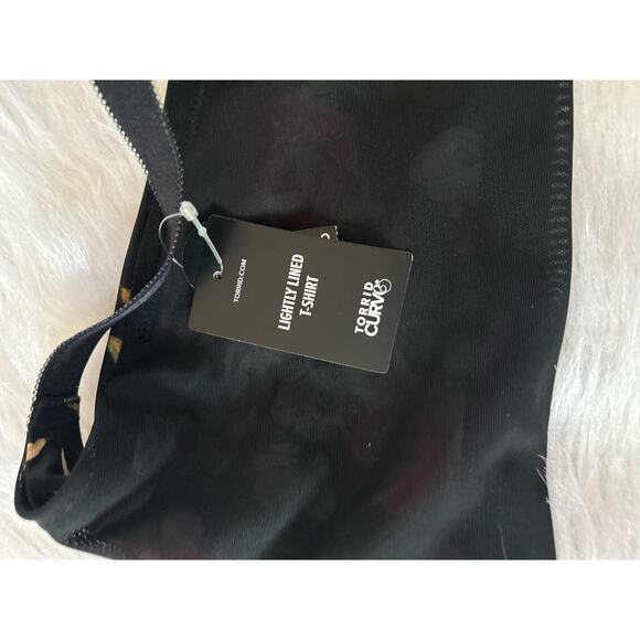 NWT Torrid Curve T-Shirt Lightly Lined Front Close Floral Skull Bra Size 46C - Picture 7 of 11